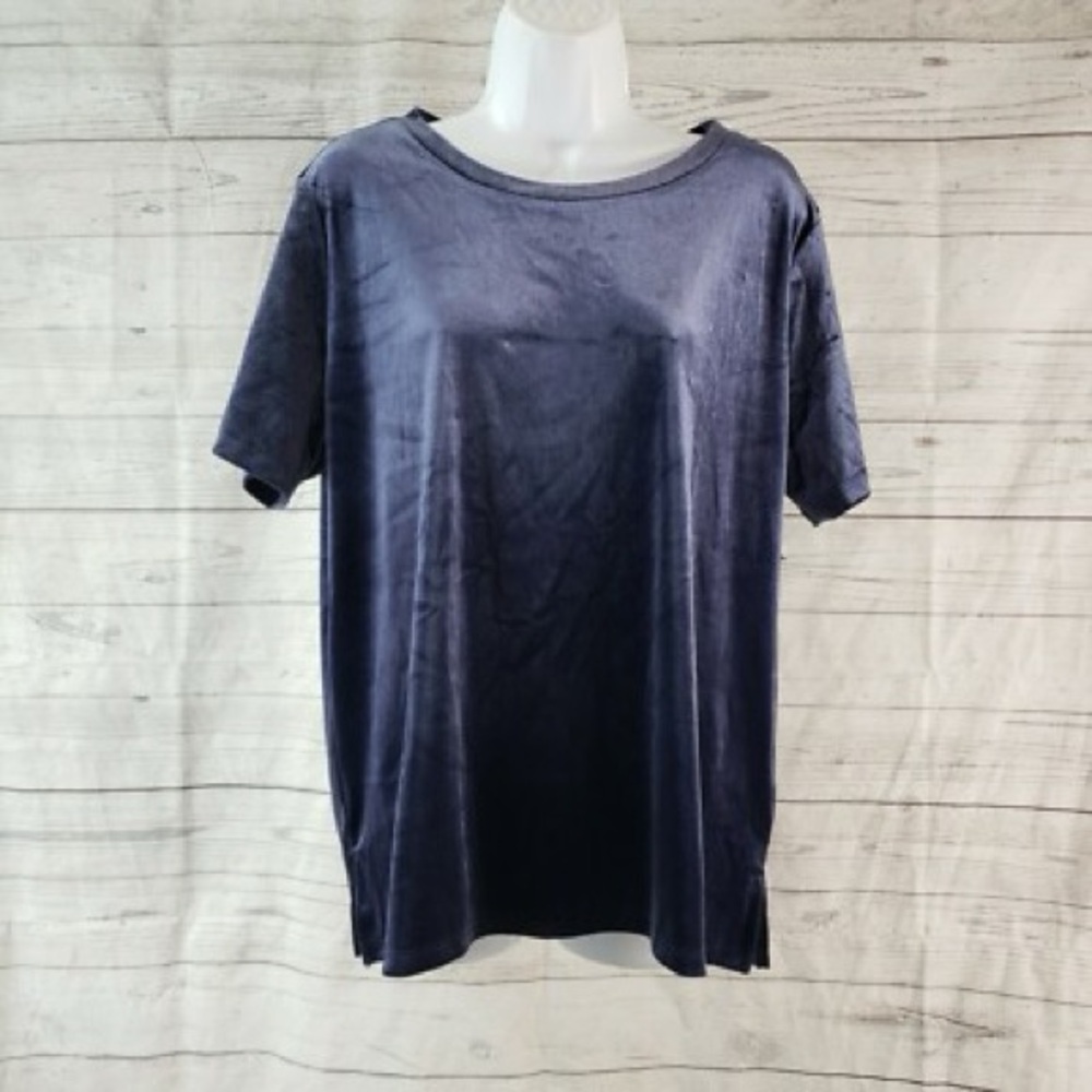 Old Navy Velvet Short Sleeve Top in Dark Blue